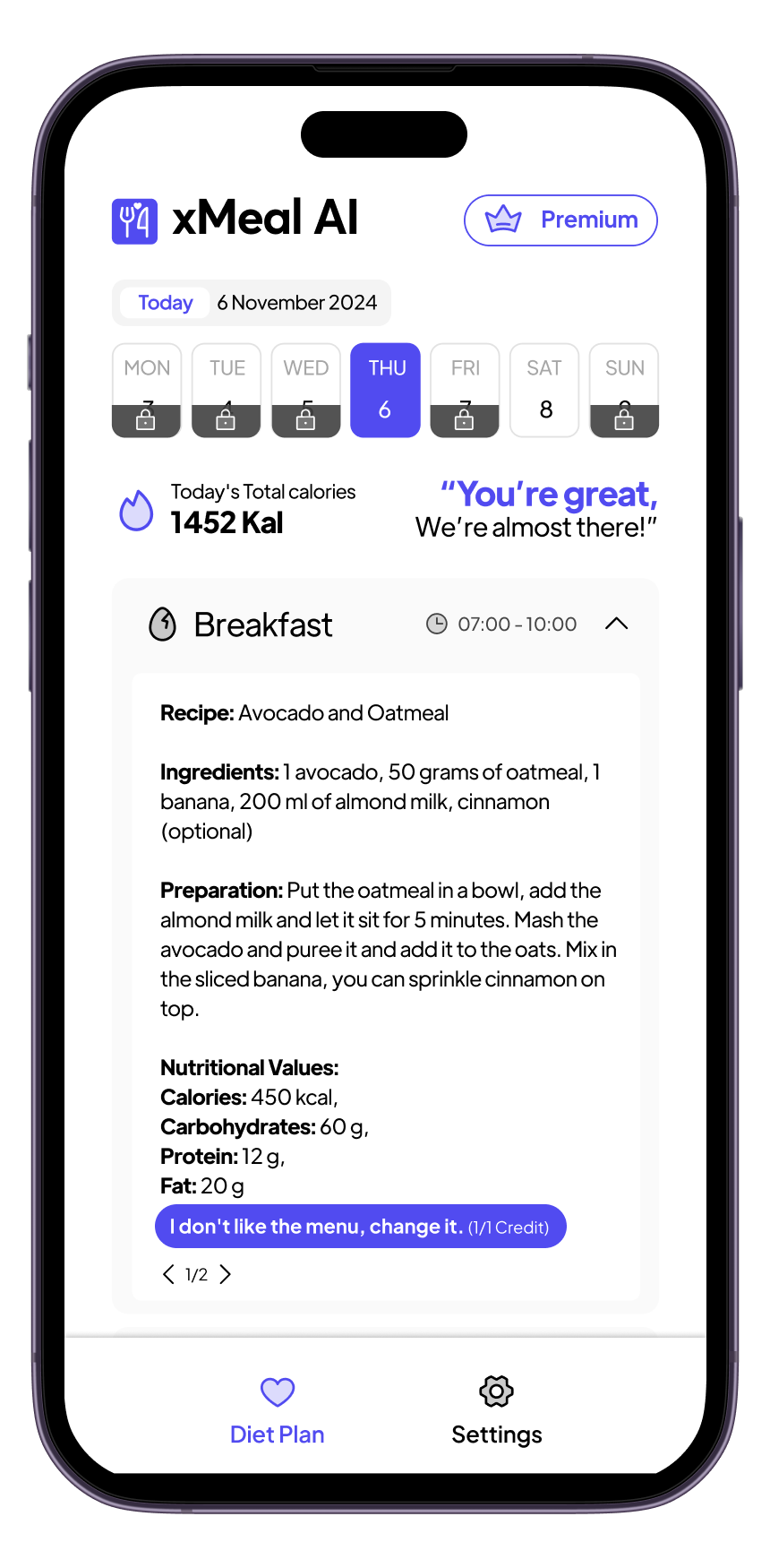 XMeal App Interface